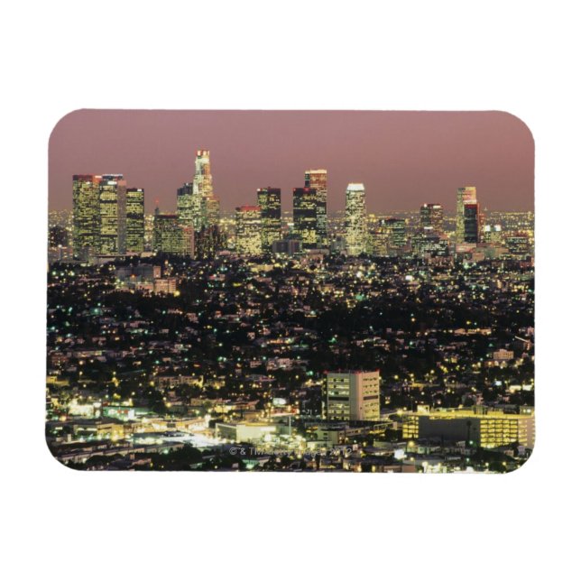 Ímã Los Angeles Cityscape à noite (Horizontal)