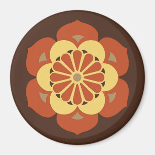 Imã Lotus Flower Mandala, Brown, Rusta e Amarelo