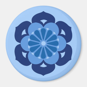 Imã Lotus Flower Mandala, Indigo e Azul Claro