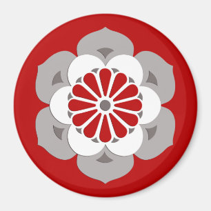 Imã Lotus Flower Mandala, Vermelho Escuro, Cinzas e Br