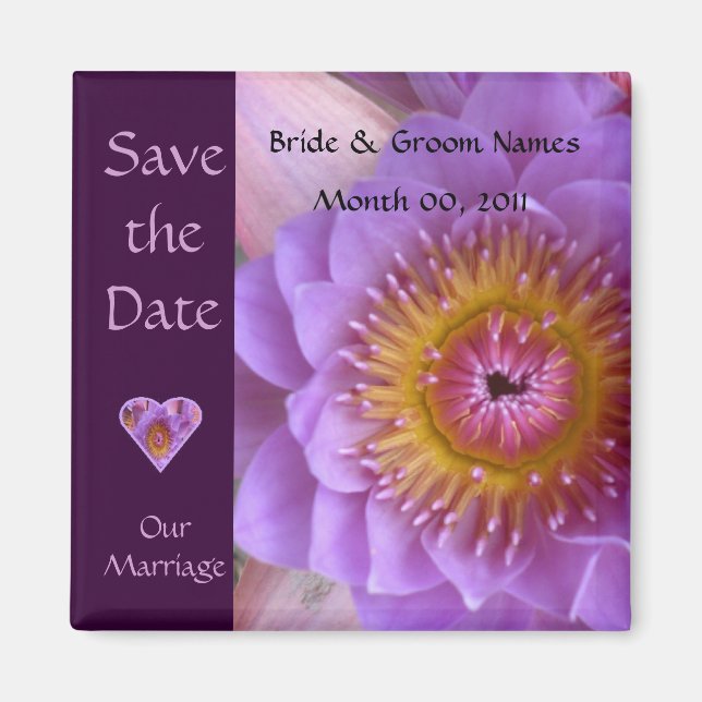 Imã Lotus Flower Weding The Date Magnet (Frente)