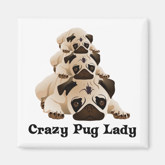 Imã Loucura Pug Lady (Frente)