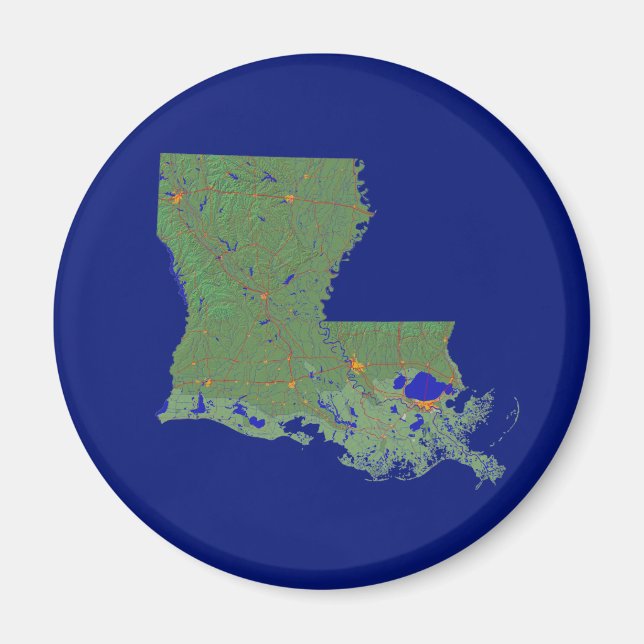 Imã Louisiana Map Magnet (Frente)