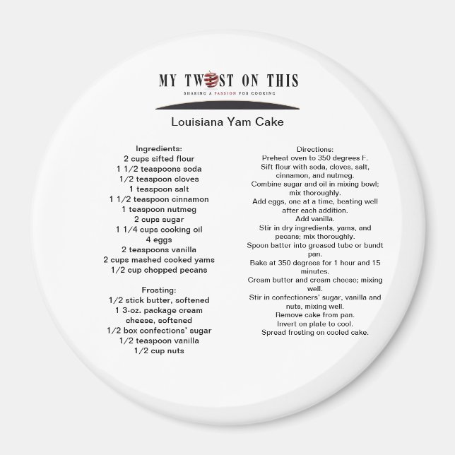 Imã Louisiana Yam Cake (Frente)