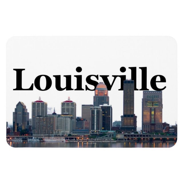Ímã Louisville KY Skyline com Louisville no céu (Horizontal)