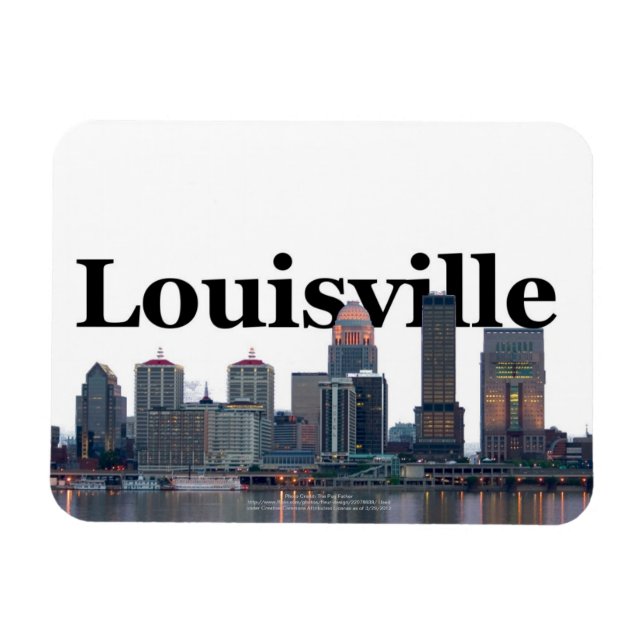 Ímã Louisville KY Skyline com Louisville no céu (Horizontal)