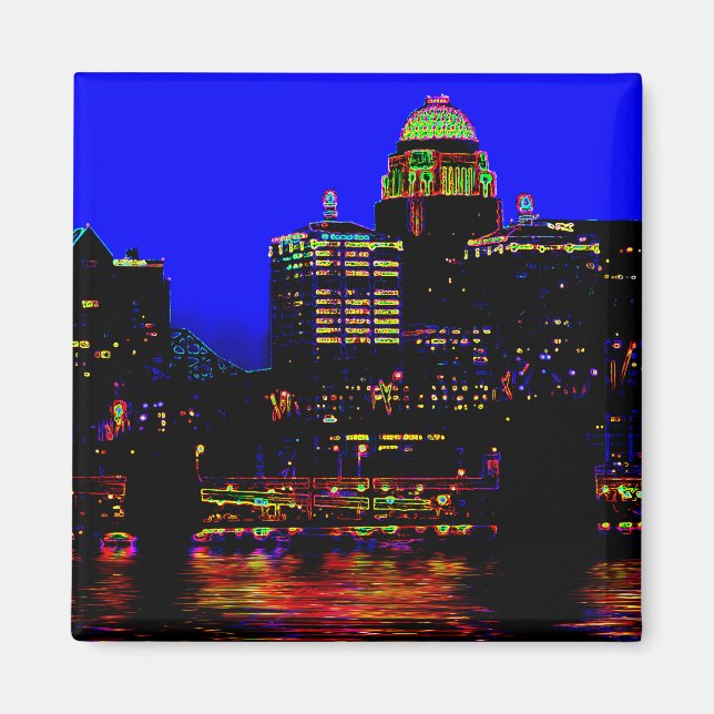 Imã Louisville Neon Skyline Magnet (Frente)