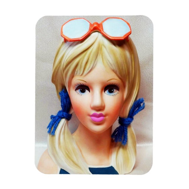 Ímã Loura Teen Lady Head Vase Sunglass (Vertical)