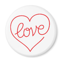 LOVE (03) Magneta redonda standard de 2¼ polegadas