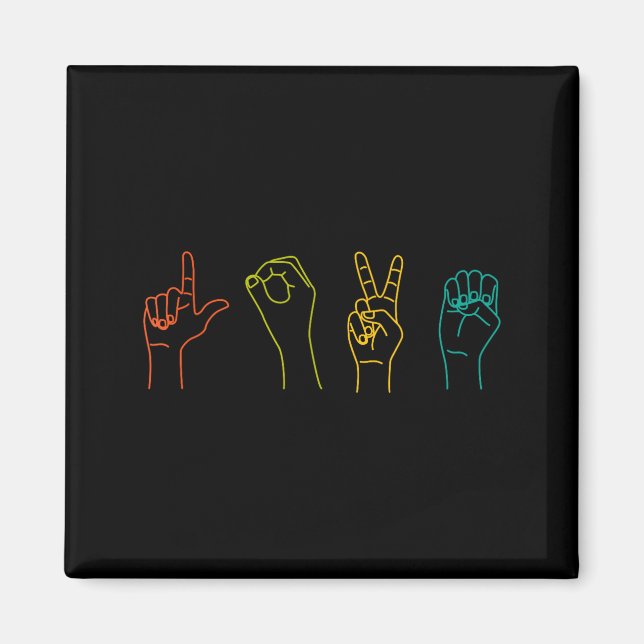 Imã Love Asl Sign Language Alphabet Valentines Day  (Frente)