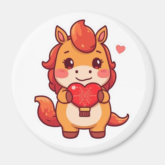 Imã Love at First Gallop Fire Horse Valentine Chinese  (Frente)