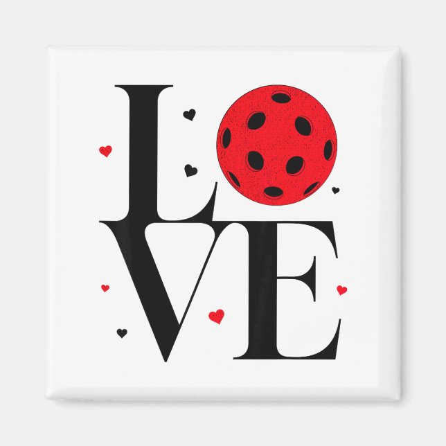 Imã Love Ckleball Valentines Day Cute Red Heart  (Frente)