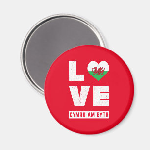 Imã Love Cymru Am Byth Wales Flag Welsh Roots Vintage