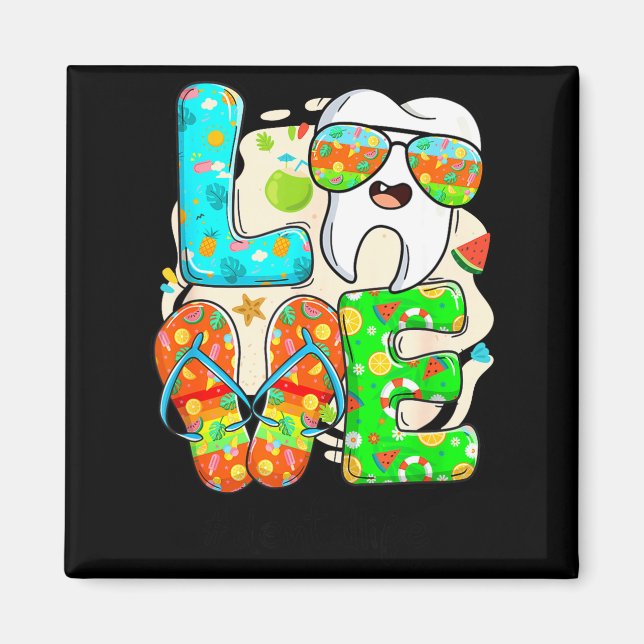 Imã Love Dental Life Cute Tooth Flip Flops Summer Dent (Frente)