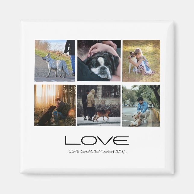 Imã Love Dog Family Portrait Collage Design (Frente)