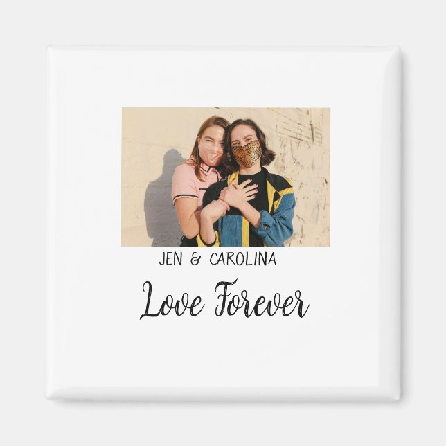 Imã Love Forever LGbtq casal orgulho adicionar nome de (Frente)