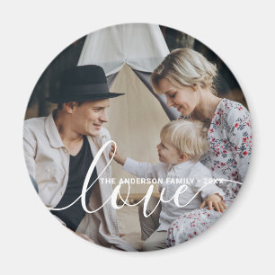 Imã 'Love' Foto personalizada da família com nome per