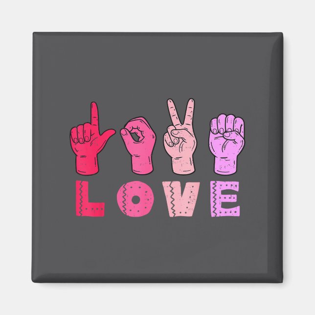 Imã Love Hand Sign Language Asl Valentines Day Men Wom (Frente)