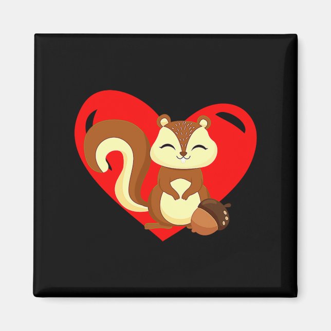 Imã Love Heart Graphic Valentines Day Squirrel Boys K  (Frente)