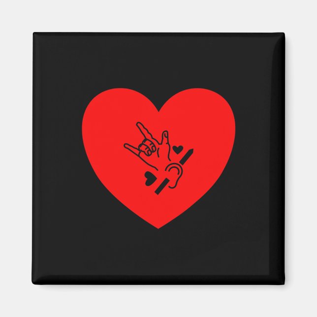 Imã Love Heart Hand Signal Language Audição Perda (Frente)
