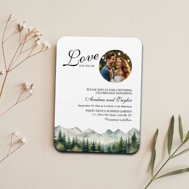 Ímã Love is in the air Photo Wedding Invitation (Criador carregado)