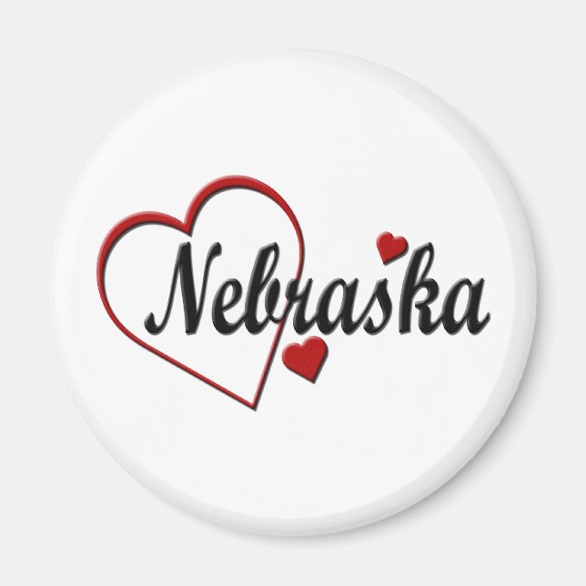 Imã Love Nebraska Hearts (Frente)