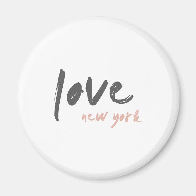 Imã Love New York | NYC EUA Modern Wanderlust rosa (Frente)