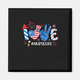 Imã Love Nurse Life American Flag 4 De Julho