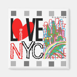 Imã Love NYC & Live In NYC Square Magnet