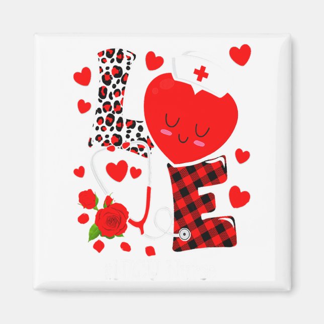 Imã Love Stethoscope Heart Nicu Nurse Valentines Day  (Frente)