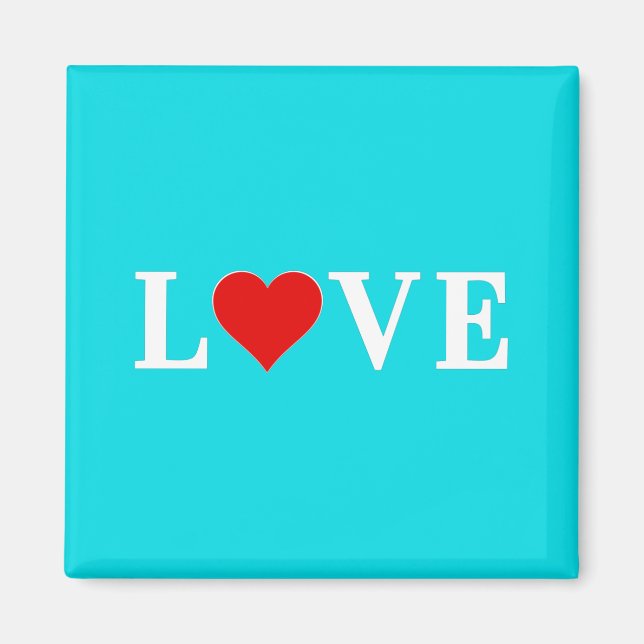 Imã LOVE Turquoise Blue Aqua Blue Modern Chic Elegante (Frente)