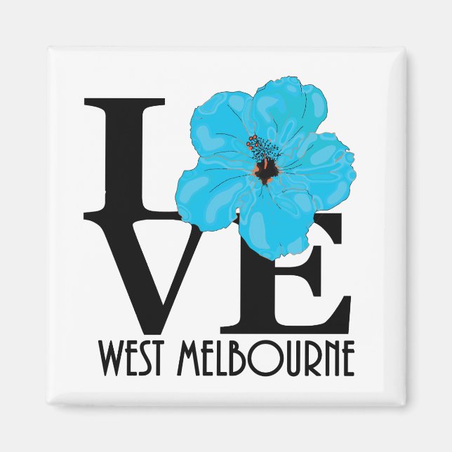 Imã LOVE West Melbourne (hibisco azul) (Frente)