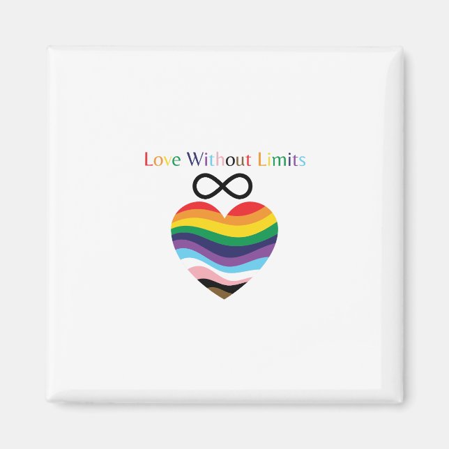 Imã Love Without Limits – Rainbow Heart with Infinity  (Frente)