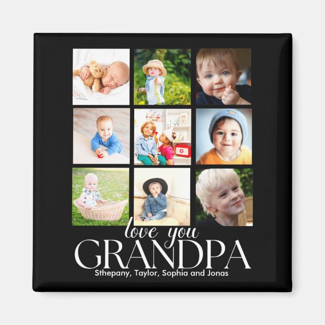 Imã Love You Grandpa Beautiful Collage 9 Photos  (Frente)