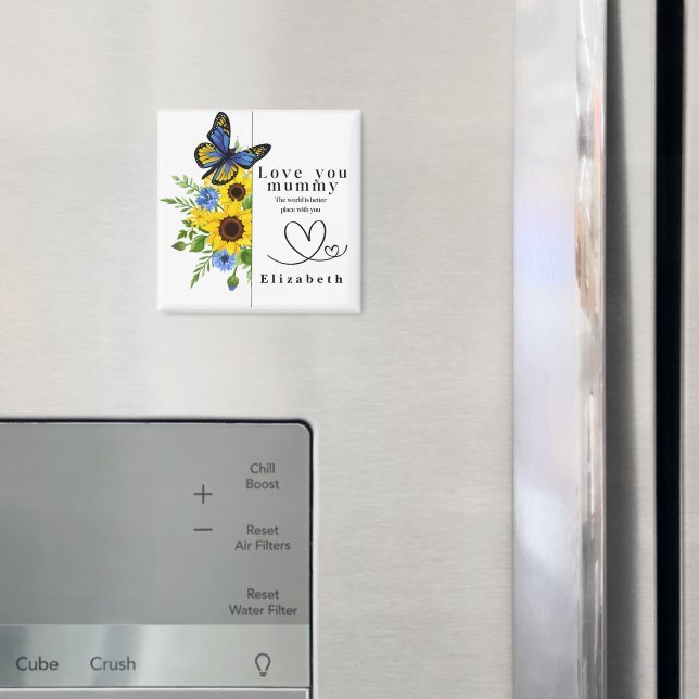 Imã Love You Mummy Personalized Floral Magnet (In Situ (Fridge))