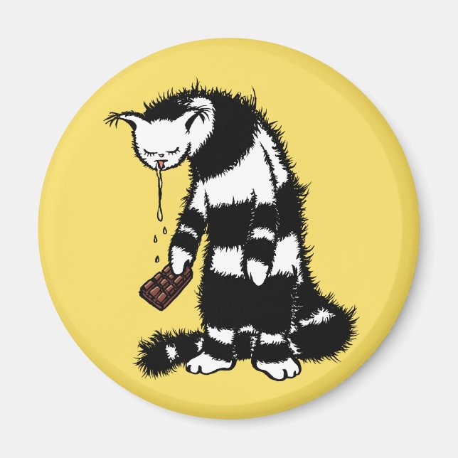 Imã Lover De Chocolate Engraçado - Gato De Gato De Gri (Frente)