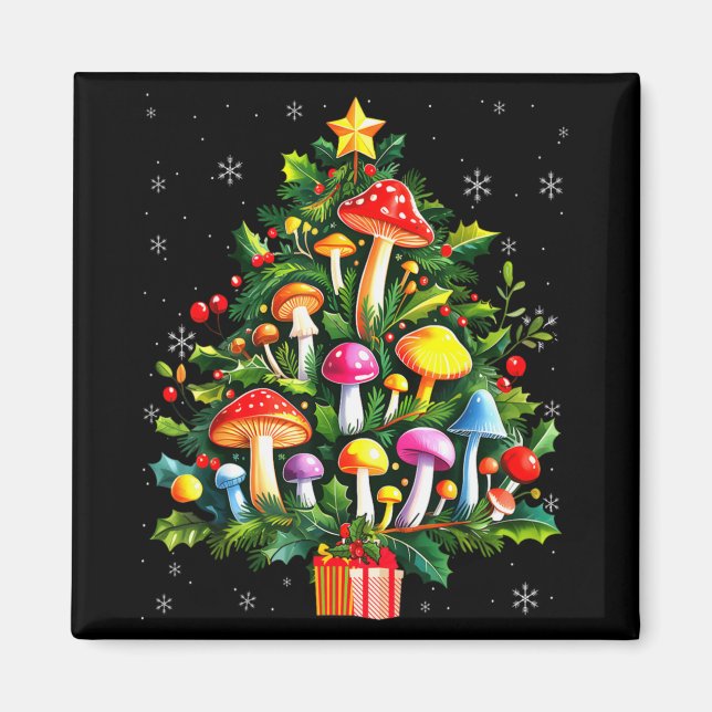 Imã Lover Xmas Mushroom Christmas Tree T Shirt  (Frente)