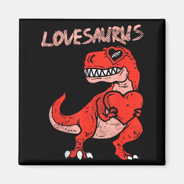 Imã Lovesaurus Trex Dinosaur Heart Cute Valentines Day (Frente)