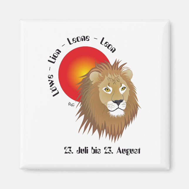 Imã Löwe Sternzeichen Magnet (Frente)