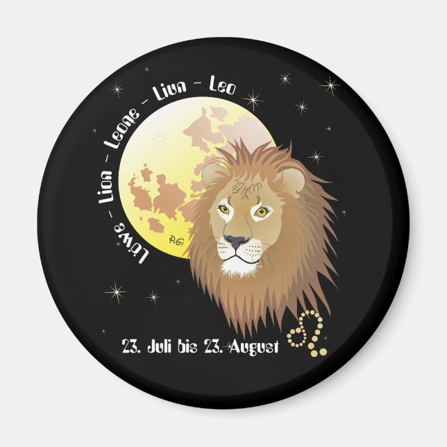 Imã Löwe - Tierkreiszeichen Magnet (Frente)