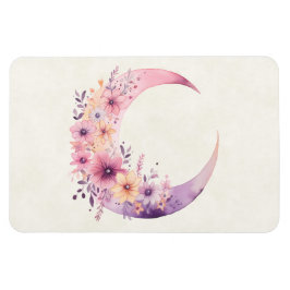 Ímã Lua de Crescente Rosa com Flores Bonito