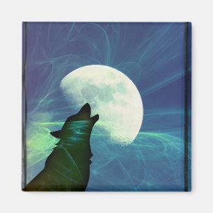 Imã Lua Mística do Lobo Quadrado Ímã