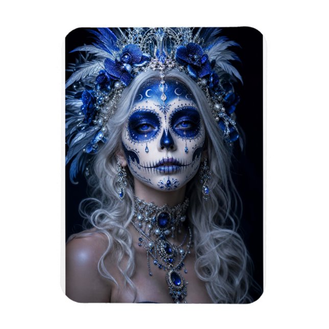 Ímã Lua Safira Calavera – Azul Celestial (Vertical)