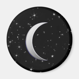 Imã Luas crescentes de prata - fundo estrelado