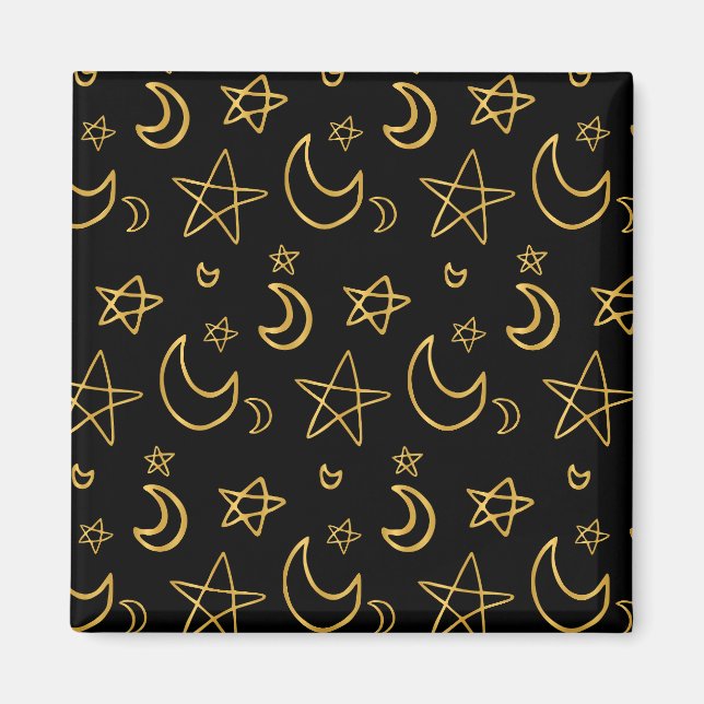 Imã Luas e estrelas Dourado padrão (Frente)