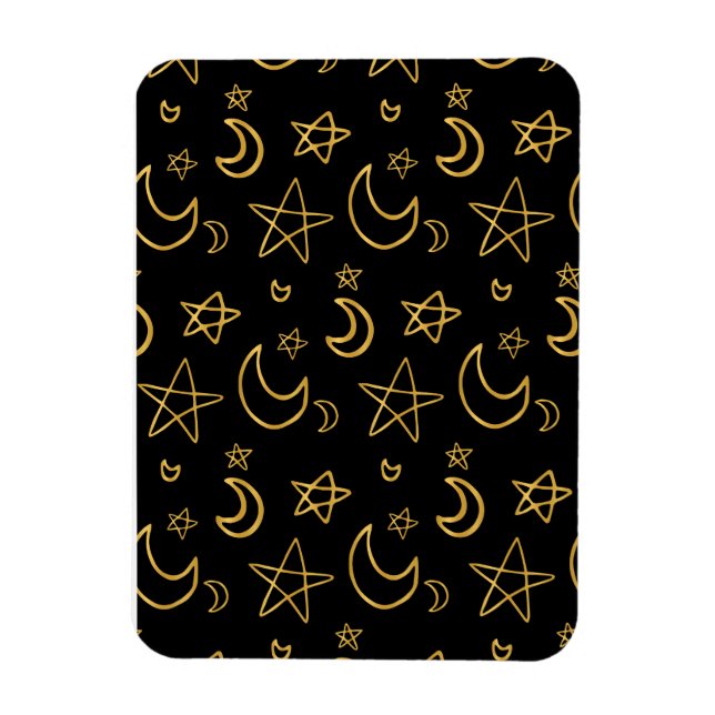 Ímã Luas e estrelas Dourado padrão (Vertical)