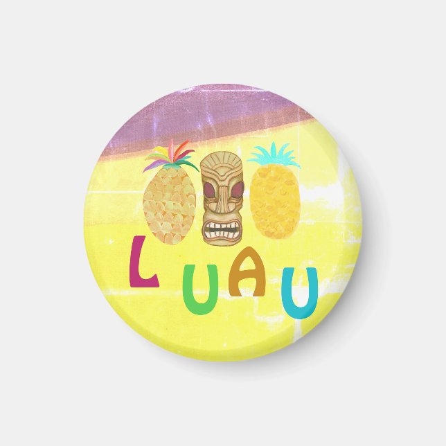 Imã Luau Tiki de Abacaxi de Verão (Frente)