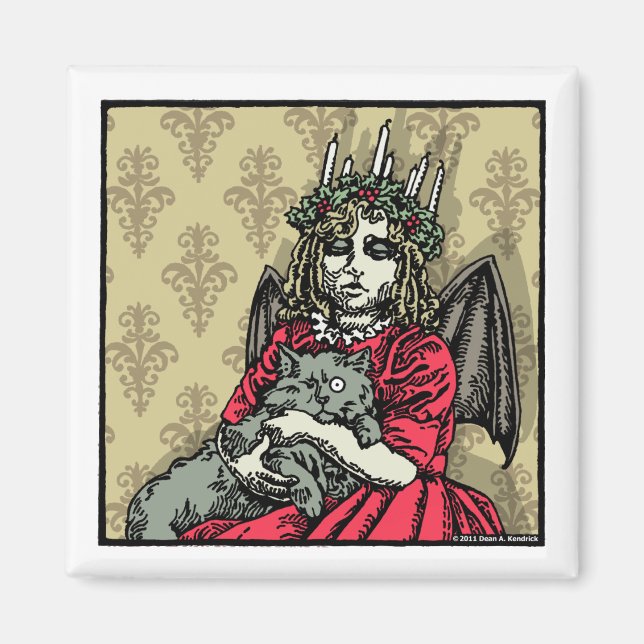 Imã Lúcia Vermelha e Gato - Feriado do Gótico de Pop d (Frente)