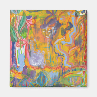 Imã Lucid Dreamer Rosa Arco-Íris Abstrato Pintura Arte