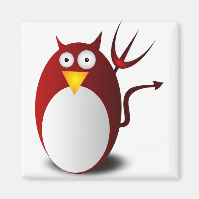 Imã Lúcifer do Diabo do Tux Ubuntu do Penguin Linux (Frente)